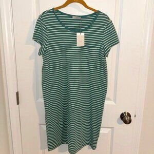 Green and white Striped T-shirt dress